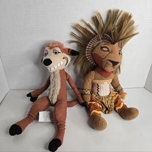 Disney The Lion King Broadway Plush Stuffed Animal Simba Timon Lot of 2